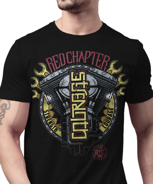 Pánské motorkářské tričko Red Chapter Strength / Courage COR1177-BLK Pánské motorkářské tričko Red Chapter Strength / Courage COR1177-BLK
