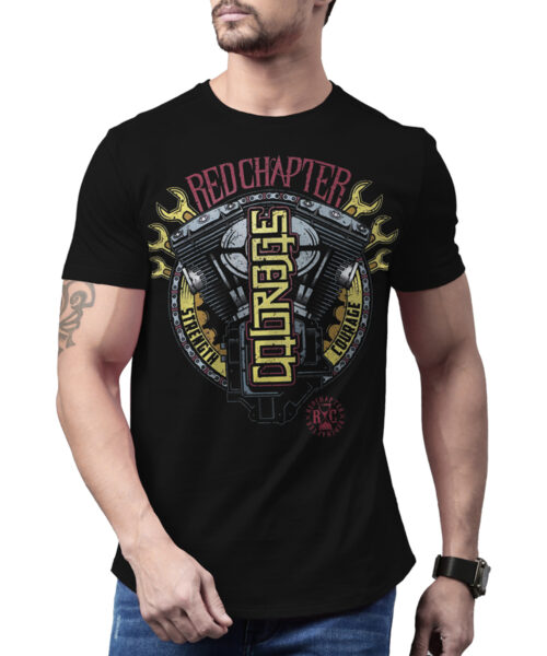 Pánské motorkářské tričko Red Chapter Strength / Courage COR1177-BLK Pánské motorkářské tričko Red Chapter Strength / Courage COR1177-BLK