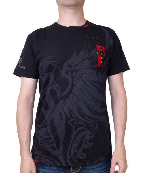 Pánské tričko Rebel Spirit lebka s křídly SSK141674-BLK
