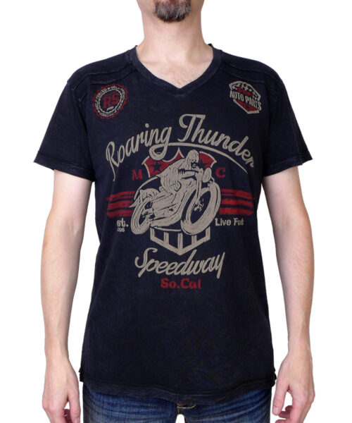 Pánské motorkářské tričko Rebel Spirit Roaring Thunder (černé)