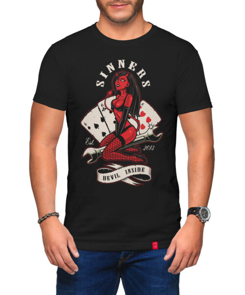 Pánské motorkářské tričko Devil Inside