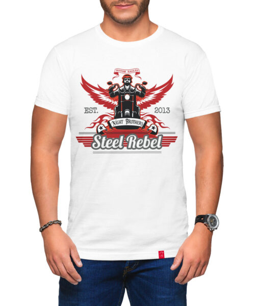 Pánské motorkářské tričko Steel Rebel (bílé)