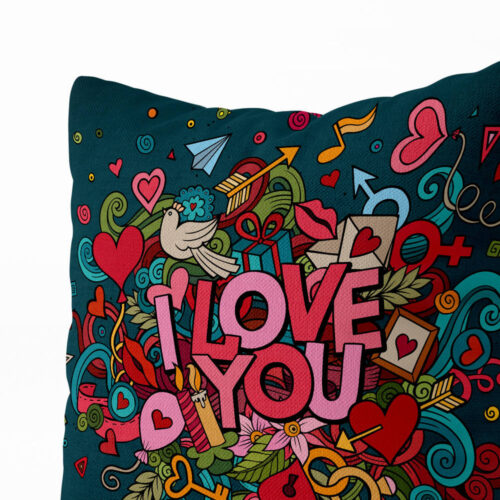 Dekorační polštář Miluji Tě: tyrkysová radost lásky