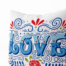 Dekorační polštář Modrá láska: Elegantní vyznání