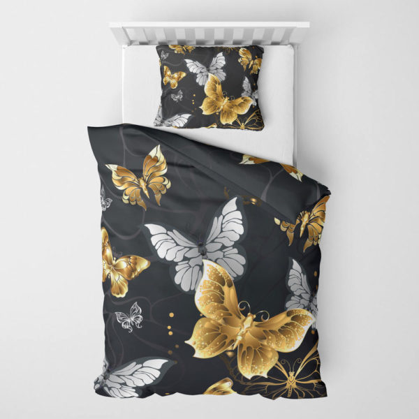 Povlečení Gold-White Butterflies (sada) | Kolekce Luxus | ElitniRebel.cz