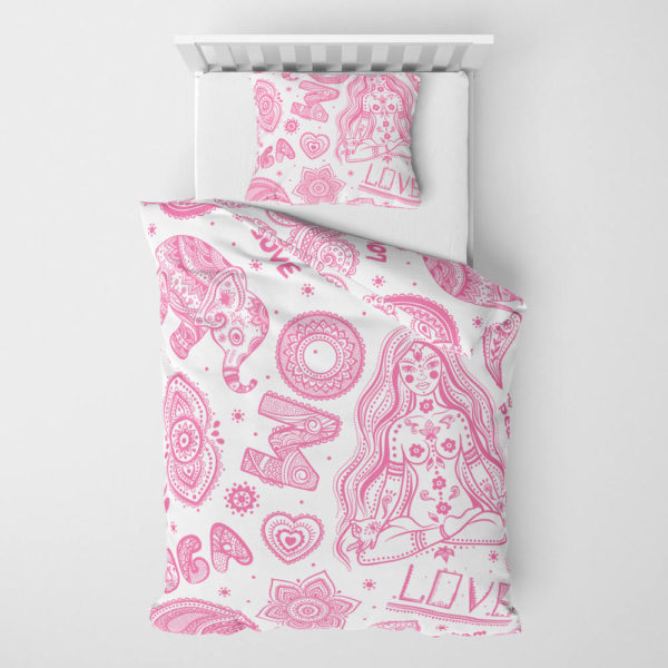 Povlečení Jóga růžová (sada) | Kolekce Ornament | ElitniRebel.cz