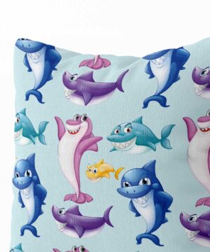 Dekorační polštář Legrační žraloci pro malé mořské neposedy