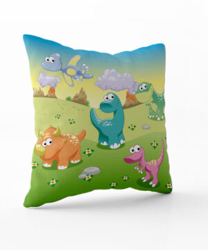 Dekorační polštář Dinosauři na louce: polštář pro malé pravěké lovce