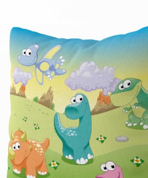 Dekorační polštář Dinosauři na louce: polštář pro malé pravěké lovce