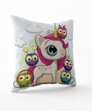 Polštář Jednorožec a sovičky | Kolekce Dětská | ElitniRebel.cz