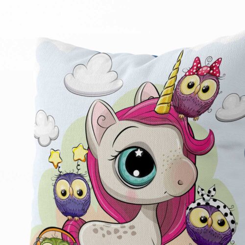 Polštář Jednorožec a sovičky | Kolekce Dětská | ElitniRebel.cz