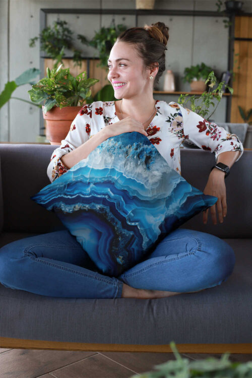 Dekorativní polštář | Achát Blue Crystal | ElitniRebel.cz
