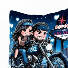 Polštář Zamilovaní motorkáři ve Vegas | ElitniRebel.cz