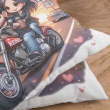 Polštář Zamilovaní motorkáři na Route 66 | ElitniRebel.cz