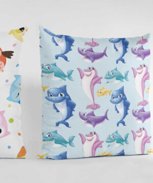 Dekorační polštář Legrační žraloci pro malé mořské neposedy
