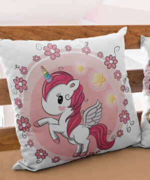 Dekorační polštář Jednorožec a kytičky: polštář pro malé princezny