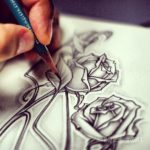Symbol růže OG Abel sketch-roses-2